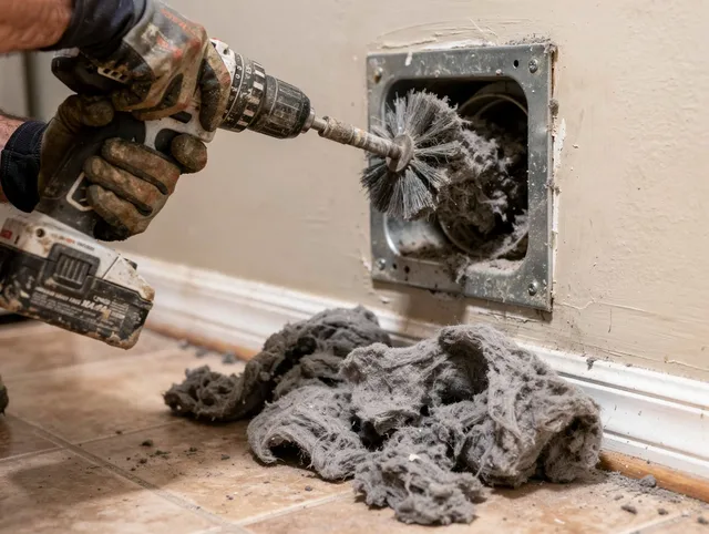 Certified South Gate Dryer Vent Cleaning technician performing dryer vent cleaning in South Gate